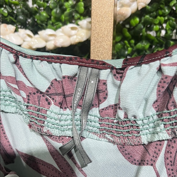 Anthropologie Teal and Burgundy Floral Midi Square Neck Slip Dress size Medium - Picture 8 of 9